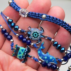 Hand Made Beaded Bracelets dolphin turtle  4 pieces